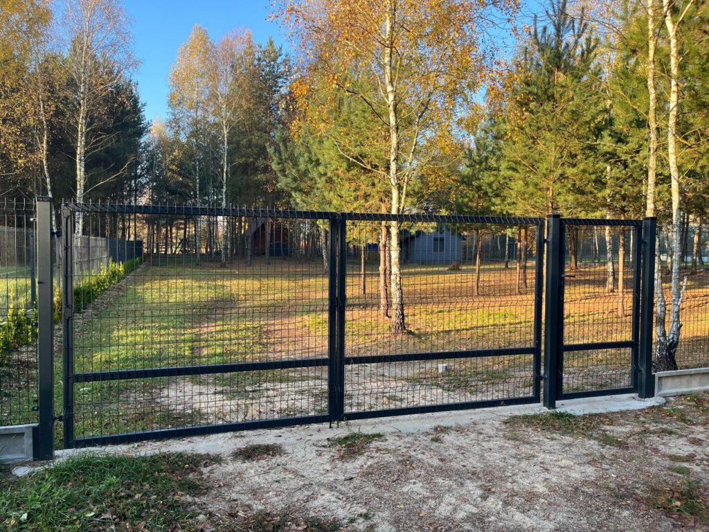 brama furtka ogrodzenie w lesie